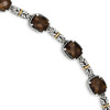 7.75" Sterling Silver & 14k Yellow Gold Smoky Quartz Bracelet QTC369