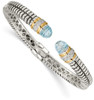 Sterling Silver & 14k Yellow Gold 2-tone Sky Blue Topaz & Diamond Cuff Bracelet