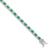 7" Sterling Silver Rhodium-plated Emerald & White Topaz Tennis Bracelet