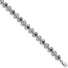 7" Sterling Silver Rhodium-plated Garnet Diamond Bracelet QX832GA