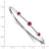 7" 14k White Gold Diamond and Cabochon Ruby Bangle Bracelet