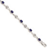 7" 14k White Gold Blue Sapphire & White Sapphire Bracelet