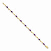 7" 14k Yellow Gold Diamond and Amethyst Bracelet