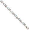 7" 14k White Gold Floral Diamond and Aquamarine Bracelet