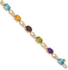 7" 14k Yellow Gold Multicolor Rainbow Gemstone and Diamond Bracelet