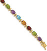 7" 14k Yellow Gold Multicolor Rainbow Gemstone Bracelet