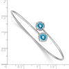 7" 14k White Gold Blue Topaz and Diamond Flexible Bangle Bracelet