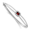 7" 14k White Gold Emerald-shape Garnet and Diamond Halo Bangle Bracelet