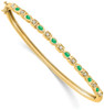 7" 14k Yellow Gold Emerald and Diamond Bangle Bracelet