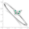 7" 14k White Gold Emerald and Diamond Butterfly Bangle Bracelet