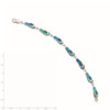 7" Sterling Silver Lab-Created Blue Opal Inlay Sandal Bracelet