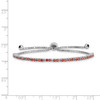 Rhodium-plated Sterling Silver Simulated January Red CZ Adjustable Bracelet