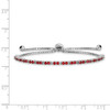 Rhodium-plated Sterling Silver Simulated July Red CZ Adjustable Bracelet