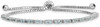 Rhodium-plated Sterling Silver Simulated March Light Blue CZ Adjustable Bracelet