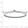 Rhodium-plated Sterling Silver Simulated May Green CZ Adjustable Bracelet