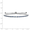 Rhodium-plated Sterling Silver Simulated September Blue CZ Adjustable Bracelet