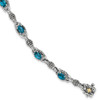 7.25" Sterling Silver & 14k Yellow Gold London Blue Topaz Bracelet