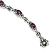 7.25" Sterling Silver & 14k Yellow Gold Rhodolite Garnet Bracelet