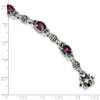 7.25" Sterling Silver & 14k Yellow Gold Rhodolite Garnet Bracelet