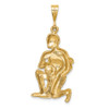 14k Yellow Gold Satin Diamond-cut Aquarius Zodiac Pendant