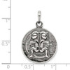 Sterling Silver Polished Antiqued Finish Gemini Horoscope Pendant