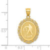 14k Yellow Gold Solid Satin Polished Libra Zodiac Oval Pendant