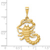 14k Yellow Gold Satin Diamond-cut Scorpio Zodiac Pendant C471