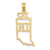 14k Yellow Gold Solid Indiana State Pendant