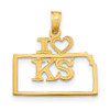 14k Yellow Gold Solid Kansas State Pendant