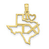 10k Yellow Gold Solid Texas State Pendant