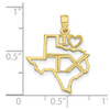 10k Yellow Gold Solid Texas State Pendant