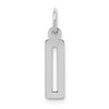 Sterling Silver Rhodium-plated Small Elongated Polished Number 0 Charm