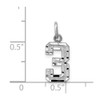14k White Gold Casted Small Diamond-Cut Number 3 Charm