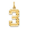 14k Yellow Gold Casted Medium Diamond-Cut Number 3 Charm