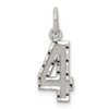 Sterling Silver Small Diamond-Cut #4 Charm