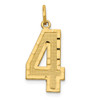 14k Yellow Gold Casted Large Diamond-Cut Number 4 Charm