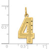 14k Yellow Gold Casted Large Diamond-Cut Number 4 Charm