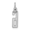 Sterling Silver Rhodium-plated Small Elongated Polished Number 6 Charm