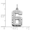 14k White Gold Casted Large Diamond-Cut Number 6 Pendant