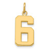 14k Yellow Gold Casted Medium Polished Number 6 Pendant