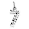 14k White Gold Casted Small Diamond-Cut Number 7 Charm