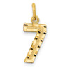 14k Yellow Gold Casted Small Diamond-Cut Number 7 Charm