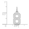 Sterling Silver Rhodium-plated Small Polished Number 8 Charm