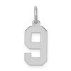 Sterling Silver Rhodium-plated Small Polished Number 9 Charm