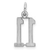 Sterling Silver Rhodium-plated Small Elongated Polished Number 11 Charm