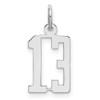 Sterling Silver Rhodium-plated Small Elongated Polished Number 13 Charm