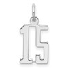 Sterling Silver Rhodium-plated Small Elongated Polished Number 15 Charm