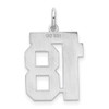 Sterling Silver Rhodium-plated Medium Satin Number 18 Charm