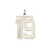 Sterling Silver Rhodium-plated Large Satin Number 19 Charm