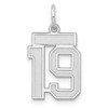 Sterling Silver Rhodium-plated Small Satin Number 19 Charm